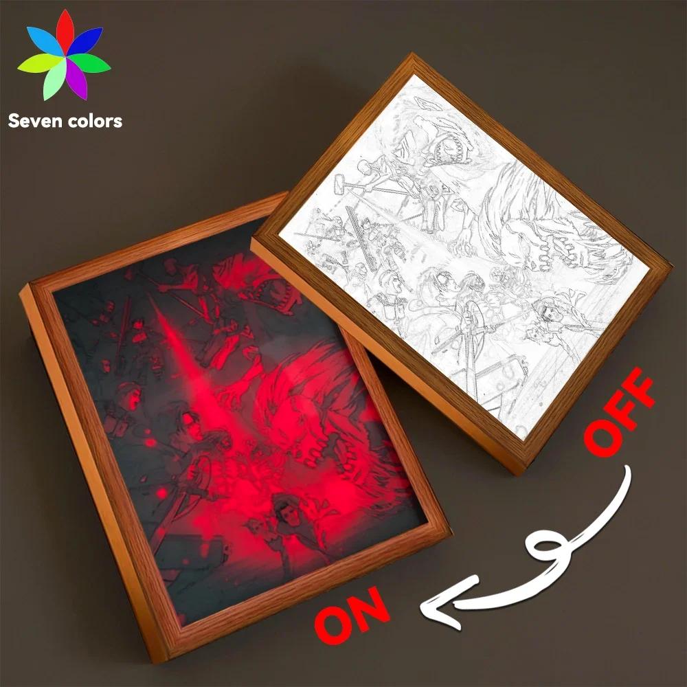 Anime Attack on Titan 7-Farben Lichtmalerei LED-Lampe Innenraum Wanddeko Zuhause Dekorative Malerei Geschenke für Freunde Mondlampe