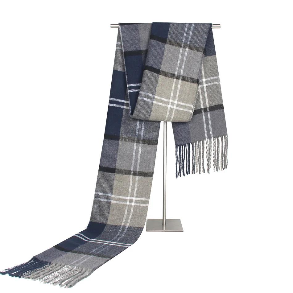 Fashion Design Plaid Men's Scarf Autumn Winter Korean Version Imitation Cashmere Muffler Male Soft Light Tassel Thick Warm Shawl