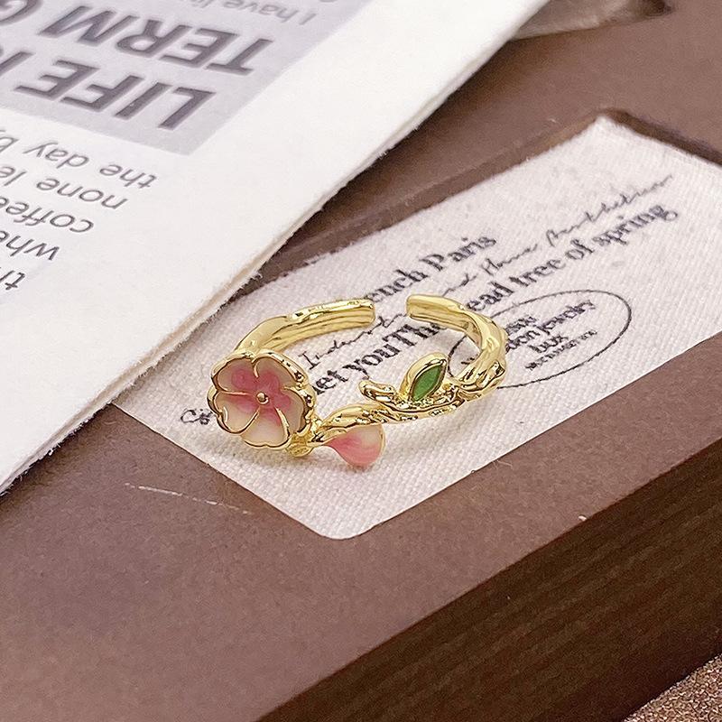 Medieval Personalized Retro Enamel Dripping Oil Inlaid Zir*****Pening Ring Niche Light Luxury High-End Ring Woman