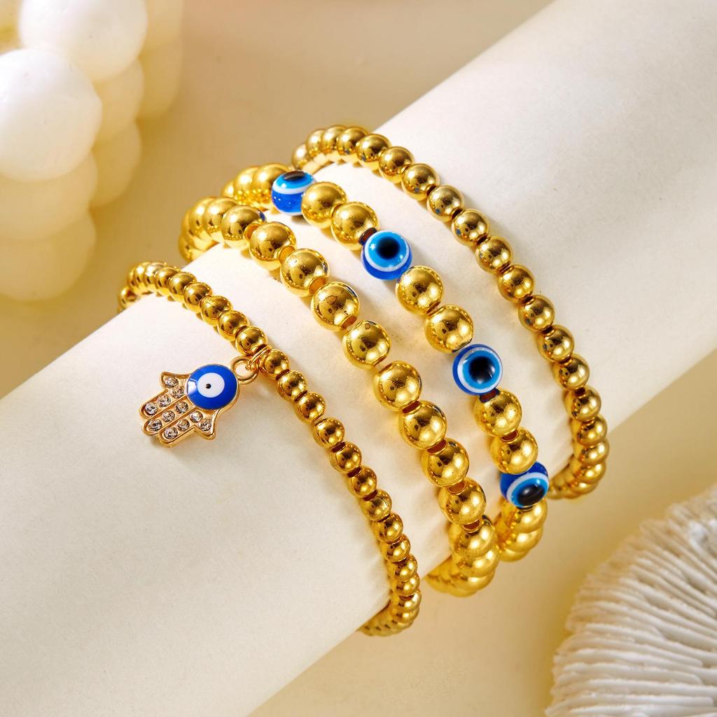 European-American Blue Evil Eye & Black Hematite 8mm Beaded Bracelet