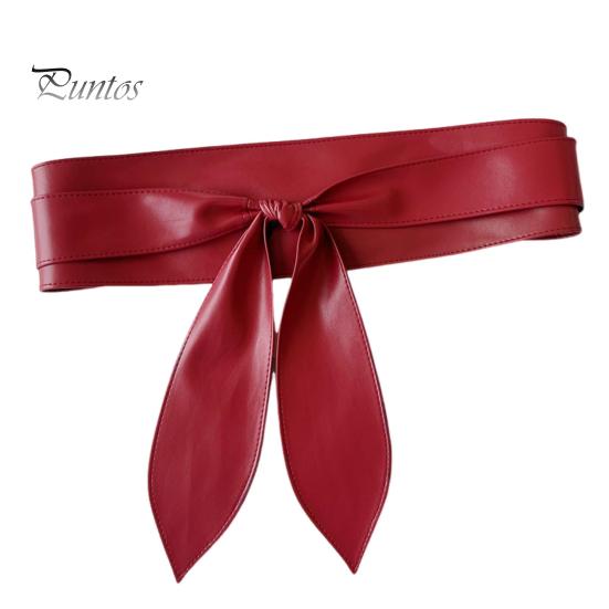 

Женский ремень из искусственной кожи с широкими полями, ретро-дизайн, завязывающийся пояс, платья, пальто, завязывающийся пояс, универсальный аксессуар вино красного