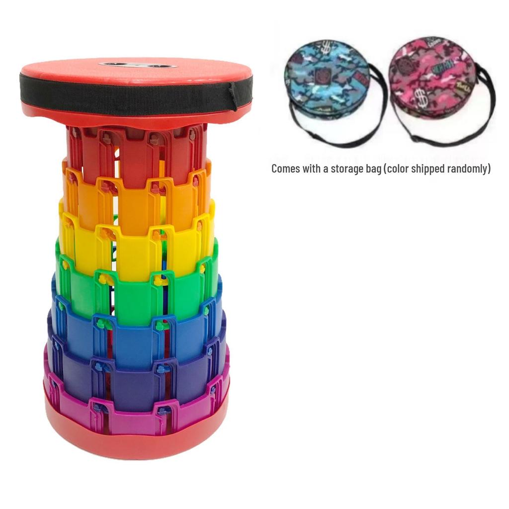 Portable Rainbow Folding Stool: Thickened, Non-Slip, Wear-Resistant, Retractable, and Telescopic