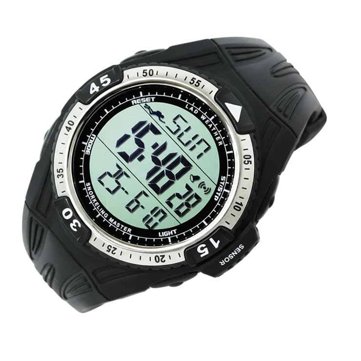 [LAD WEATHER] Дайверские часы с датчиком глубины и температуры воды, для плавания в океане, снорклинга, уличные часы (Черный ЖК-дисплей)