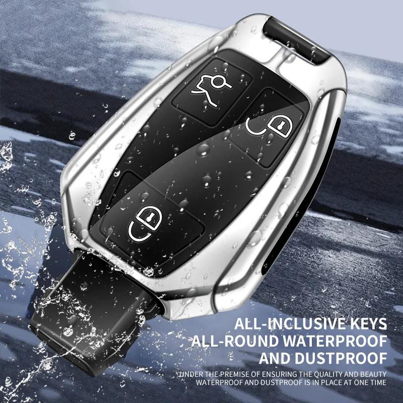 Custodia Copri Cover Chiave Pieghevole in Lega di Zinco per Mercedes Benz Classe A B C S AMG GLA CLA GLC W176 W221 W204 W205 Guscio in Pelle Portachiavi JD2