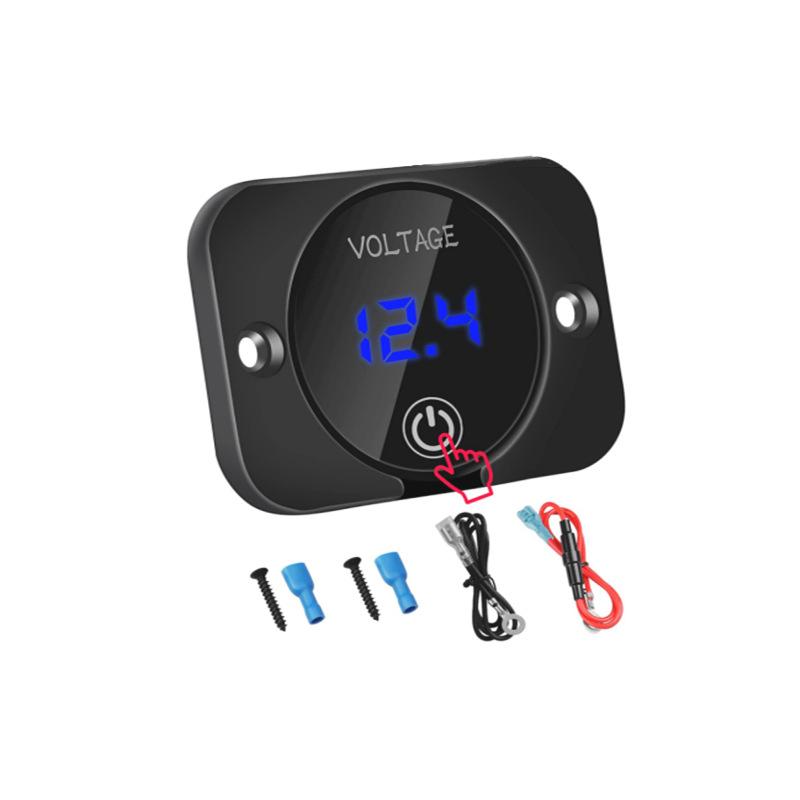Voltmetru digital pentru mașină cu LED DC 12V 24V, contor de tensiune impermeabil Tester baterie auto cu comutator tactil Panou de afișare cu cablu de conectare pentru mașină etc.