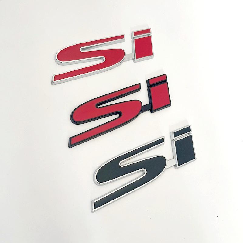 3D Metal SI Logo Rear Trunk Front Grille Auto Badge Chrome Sticker Car Emblem Badge Accessorie For Civic Accord Automobile