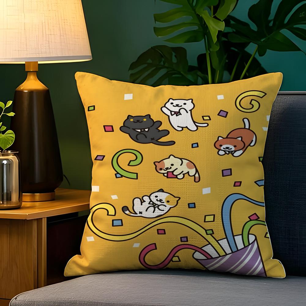 Cute cartoon animal girl decor Pillow Case Natural Linen Pillow Case DoubleSided Decor Sofa Pillowcase Home Decor