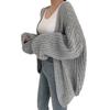 2024 autumn new lazy style versatile loose casual solid color lantern sleeve knitted cardigan sweater women