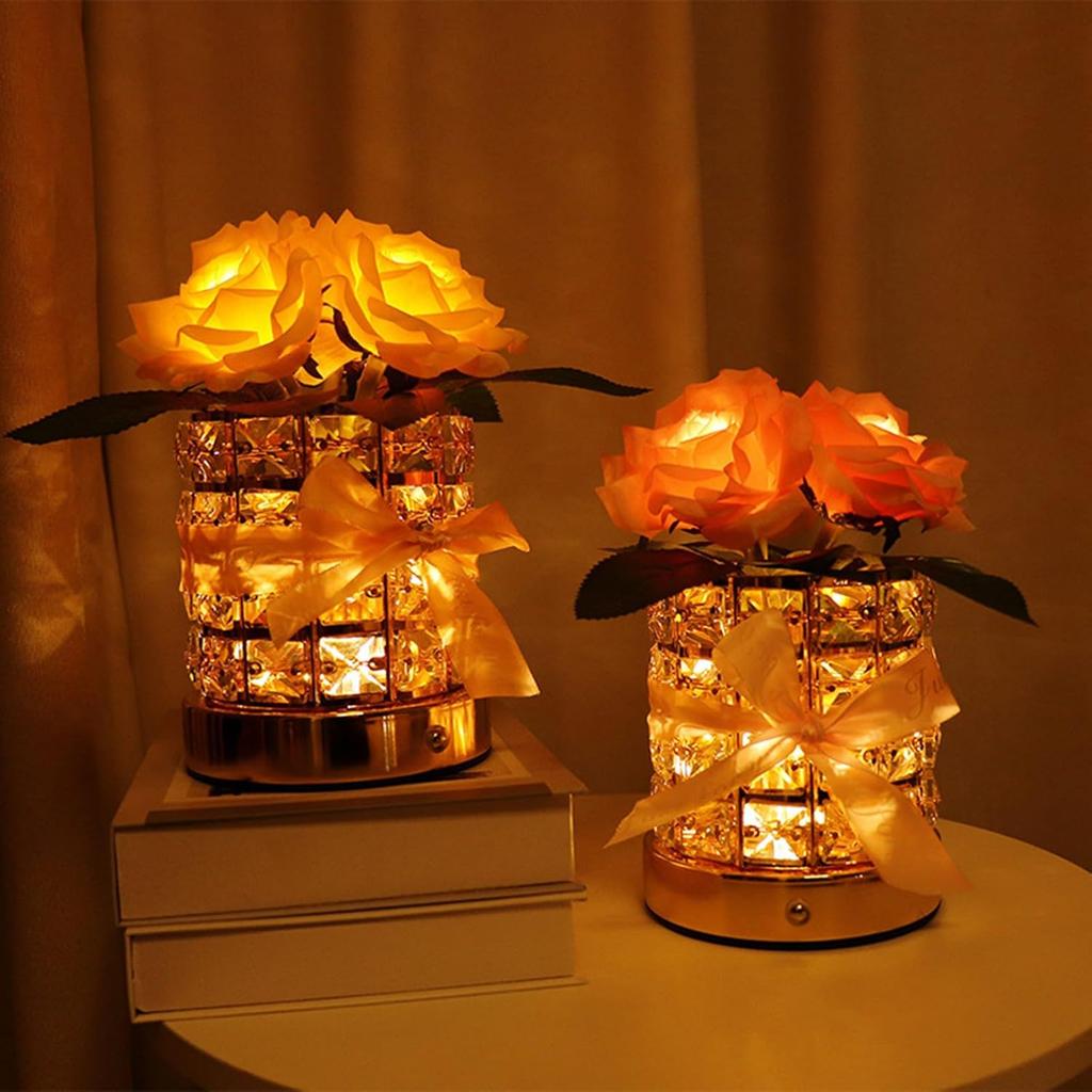 Valentines Day Gift for Girlfriend Eternal Rose LED Light Crystal Flower Night Light Mothers Day Wedding Favors Bridesmaid Gift