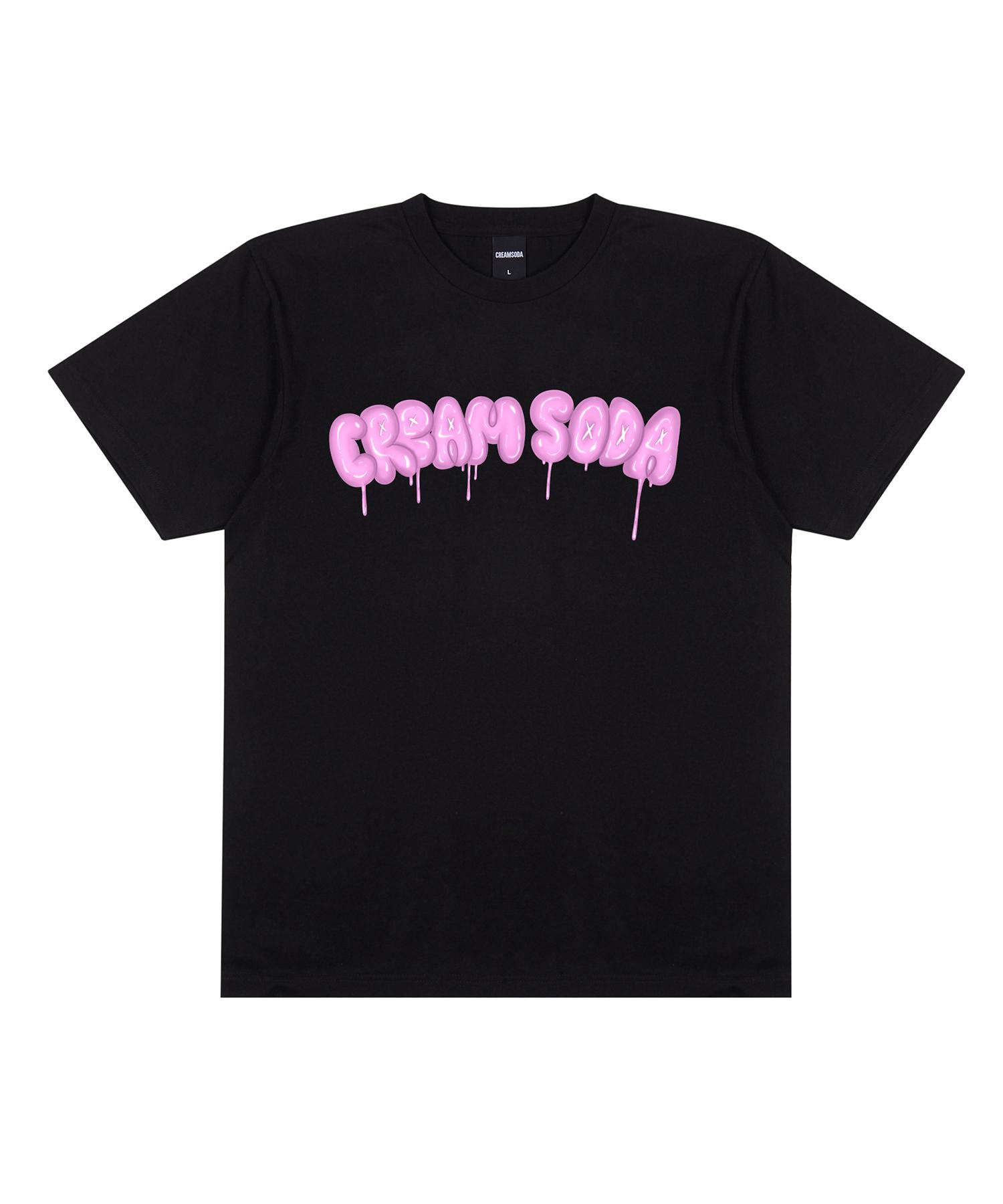 Cream Soda Lab Crsdel Balloon Logo Graphic Short Sleeve T-Shirt Black Pink L
