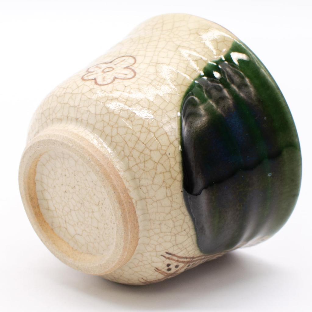 Seto Ware Oribe Kabak Tasarımı Çap x Yükseklik Kapasite Mikrodalga ve Bulaşık Makinesi Yapımı Ürün Çay Fincanı/Sencha Kasesi, 7.5cm 6.5cm, 150ml, Yeşil, Güvenli,