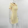 Women's Knitted Dress Summer High Waist Short Sleeve Ruffle Neck Bodycon Dresses Femme Slim Vacation Clothes French Vintage Elegant Evening Dress