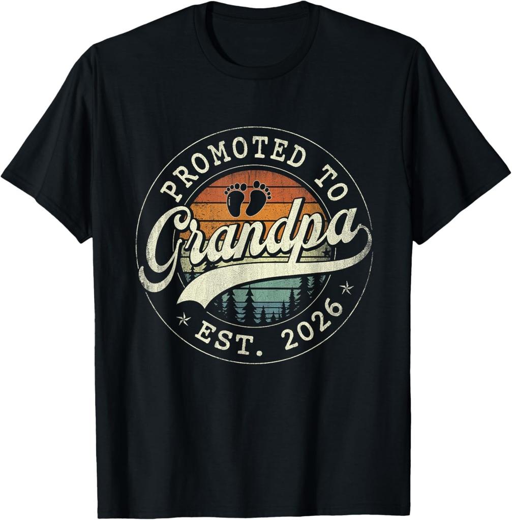 Promoted To Grandpa Est 2026 Grandparents Baby Announcement Unisex T-Shirt Mens Womens Tees Top
