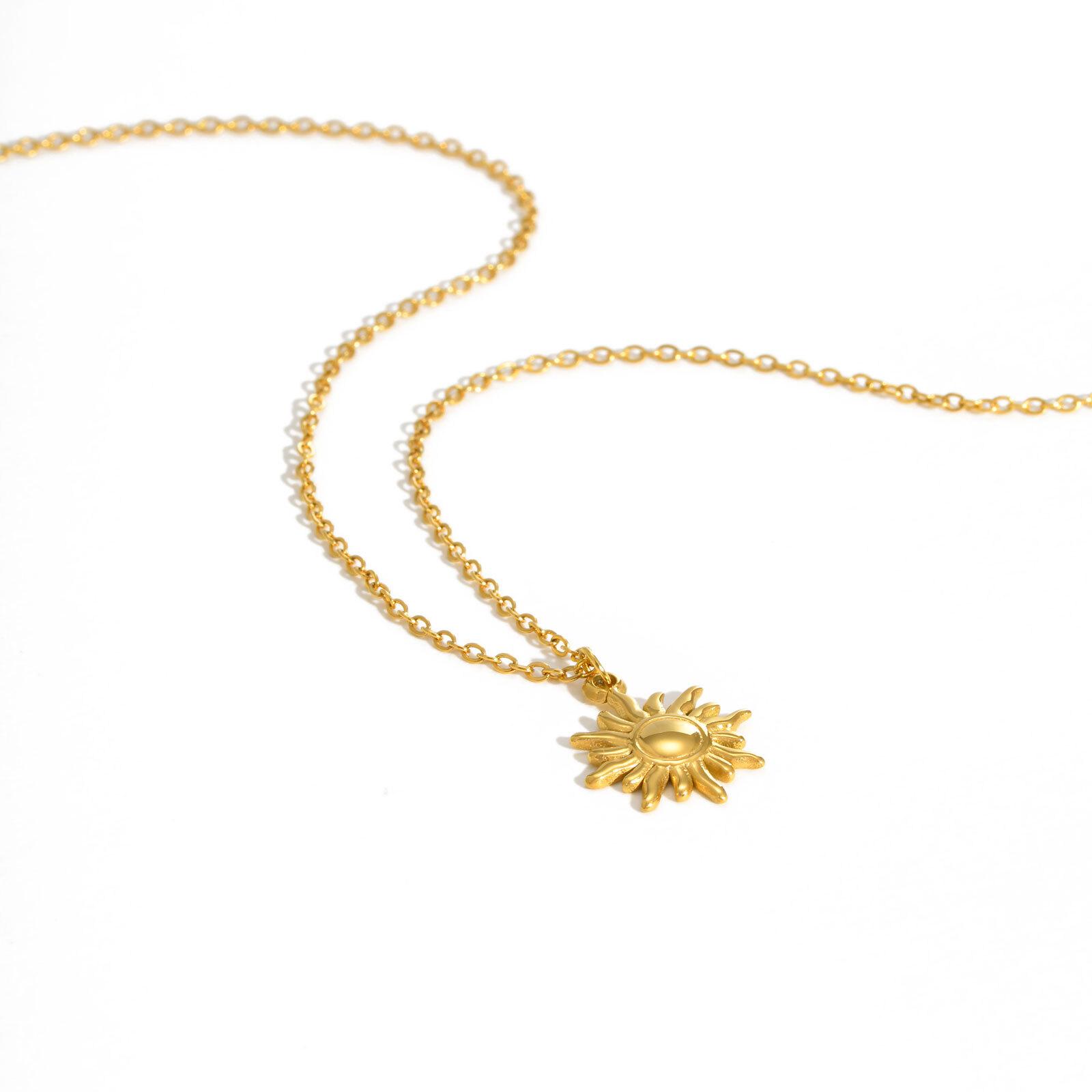 

Vnox Gold Plated Shining Sunflower Necklace For Women,Stainless Steel Aesthetic Jewelry,Fashion Sun Pendent Necklace Girls Gift