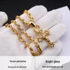 24K Gold-Plated Diamond Cross Pendant Necklace - Unisex Luxurious Style