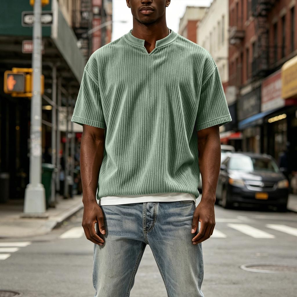 Men's Casual Two-Layer Short Sleeve T-Shirt - Fashionable Look Top for Summer Everyday Wear - Slim Fit Basic Tee for Men