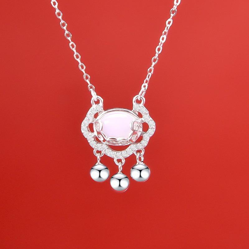 Sterling Silver Ruyi Peace Lock Necklace - Luxury Clavicle Chain Gift for Best Friend or Girlfriend