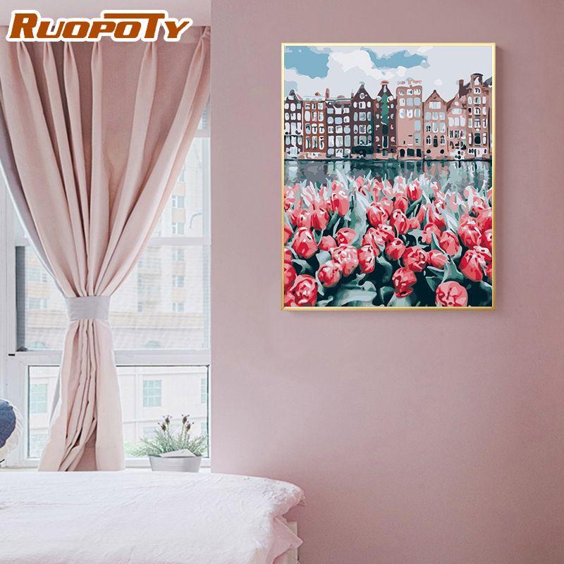 

Ruopoty DIY пейзажная картина маслом безрамная картина по номерам ручная роспись акриловая краска для декора гостиной 40x50 см