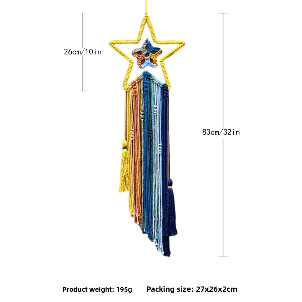 1PCS New Colorful Fringe Tapestry  Cotton Bohemian Wall Hanging with Stars Moon Sun Dreamcatcher Decor