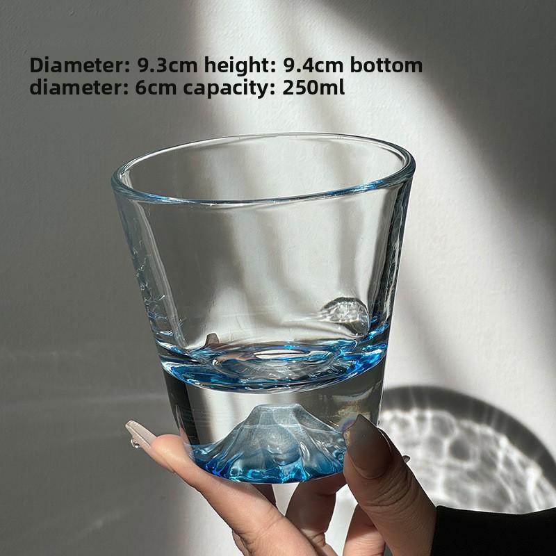 Blue Limited Edition Fuji Mountain Glass Cup Japanese Sle High Aesthetic Value Coffee Drinking Cup for Home Use Water Cup