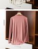 Women's Korean Style Modal Long Sleeve Base Layer T-shirt, Half-High Neck, Plus Size, Thin, Solid Color, Autumn Top