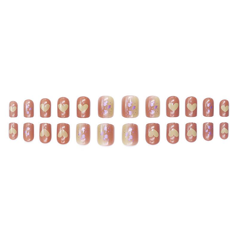 Ins Style Summer Heart Sequin False Nail Tips - Pure Desire Collection