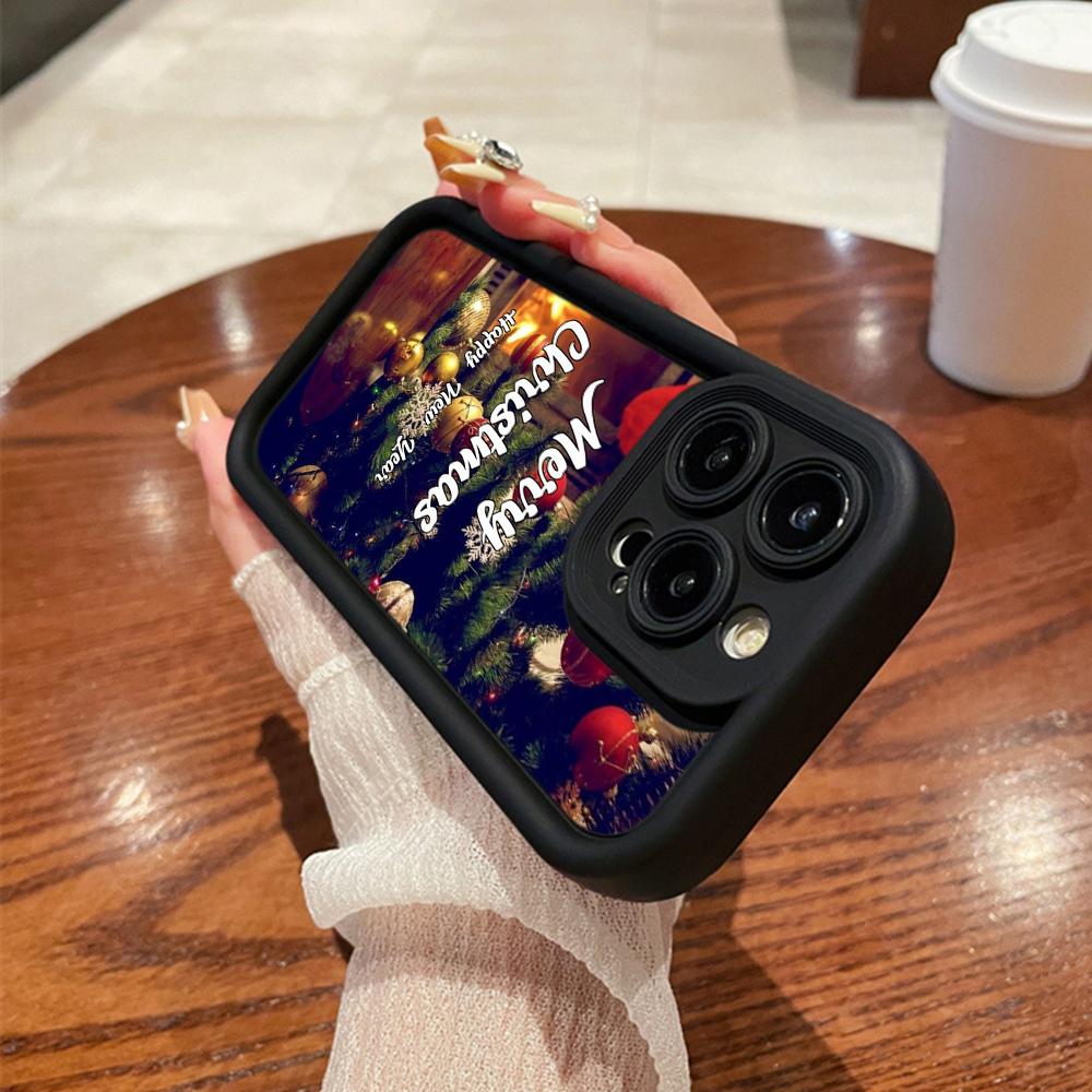 N114 Merry Christmas Desig Art Happy New Year Soft Angel Eyes Phone Cases for iPhone 16 15 14 13 11 Pro Max 8 7 6s Plus 12 XR XS Max Shockproof Cover