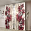 2 Pieces, Red Floral Silky Background Curtains -30% Blackout - Suitable for Living Room, Bedroom and Home Decoration