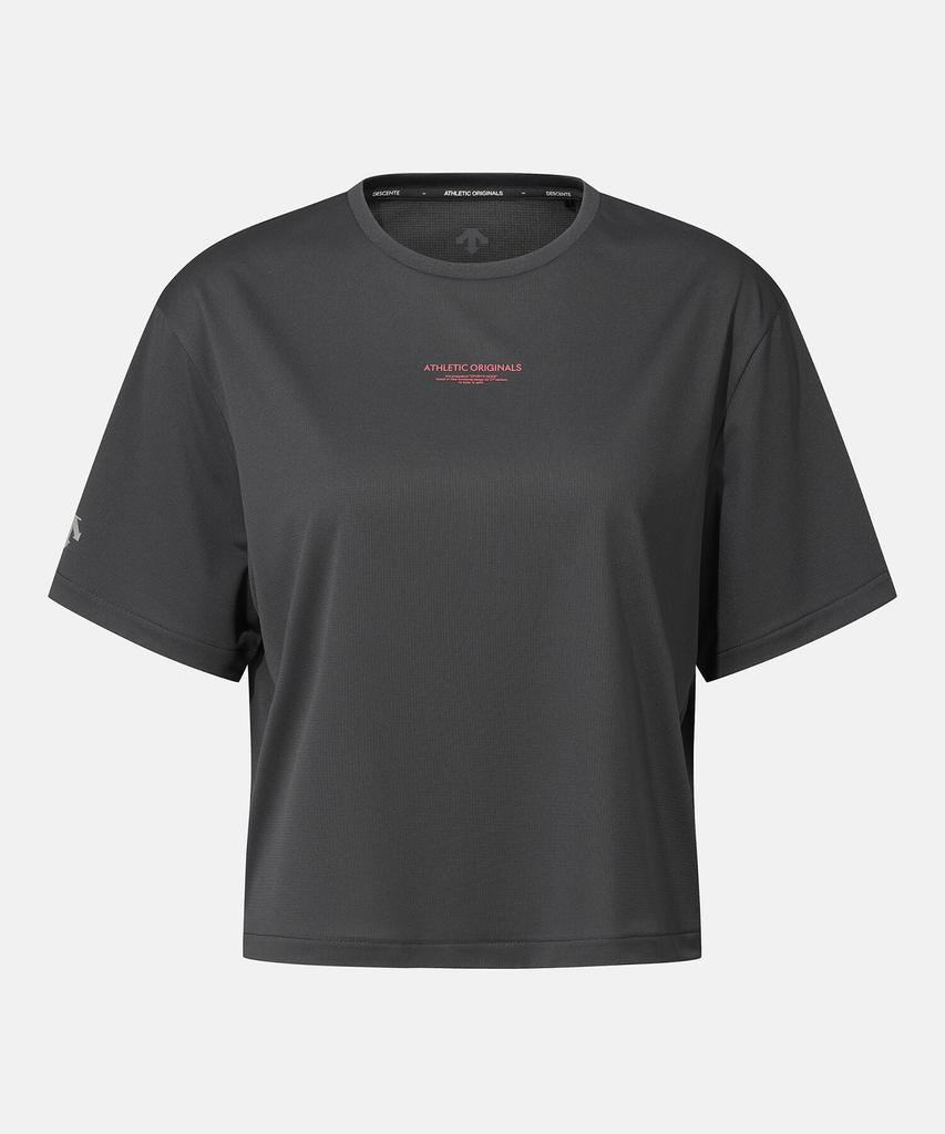 DESCENTE Women'S Running Back Graphic Crop Short Sleeve T-Shirt Grey Sr322Rts71