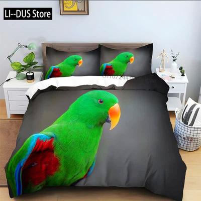 Macaws Duvet Cover Set Full Size Colorful Parrots Bedding Set 3pcs for Boys Girls Room Decor Quilt Cover with 2 Pillowcases
