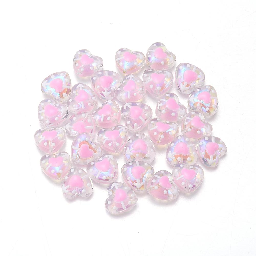 5pcs Heart Glass Beads Colorful Hand Painted Lampwork Loose Beads for Jewelry Making DIY Necklace Bracelets Earrings Accessories