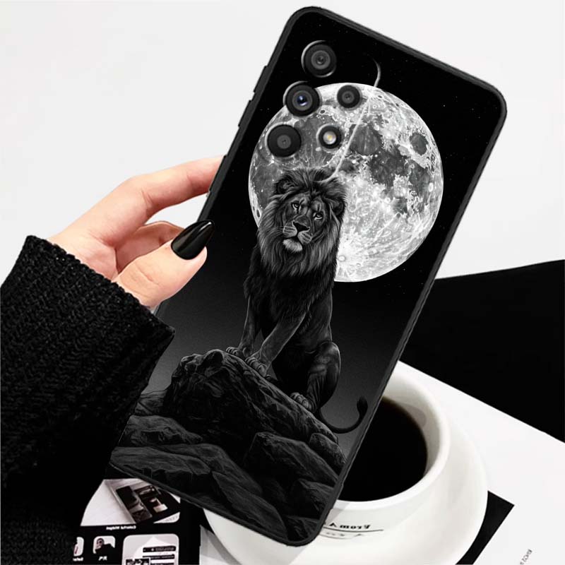 

Лев Медведь Кот Крутой Для Samsung A73 A72 A71 A55 A54 A53 A52 A51 A13 A22 A16 A15 A12 A14 A26 A07 5G Черный Чехол для Телефона Galaxy A16 5G