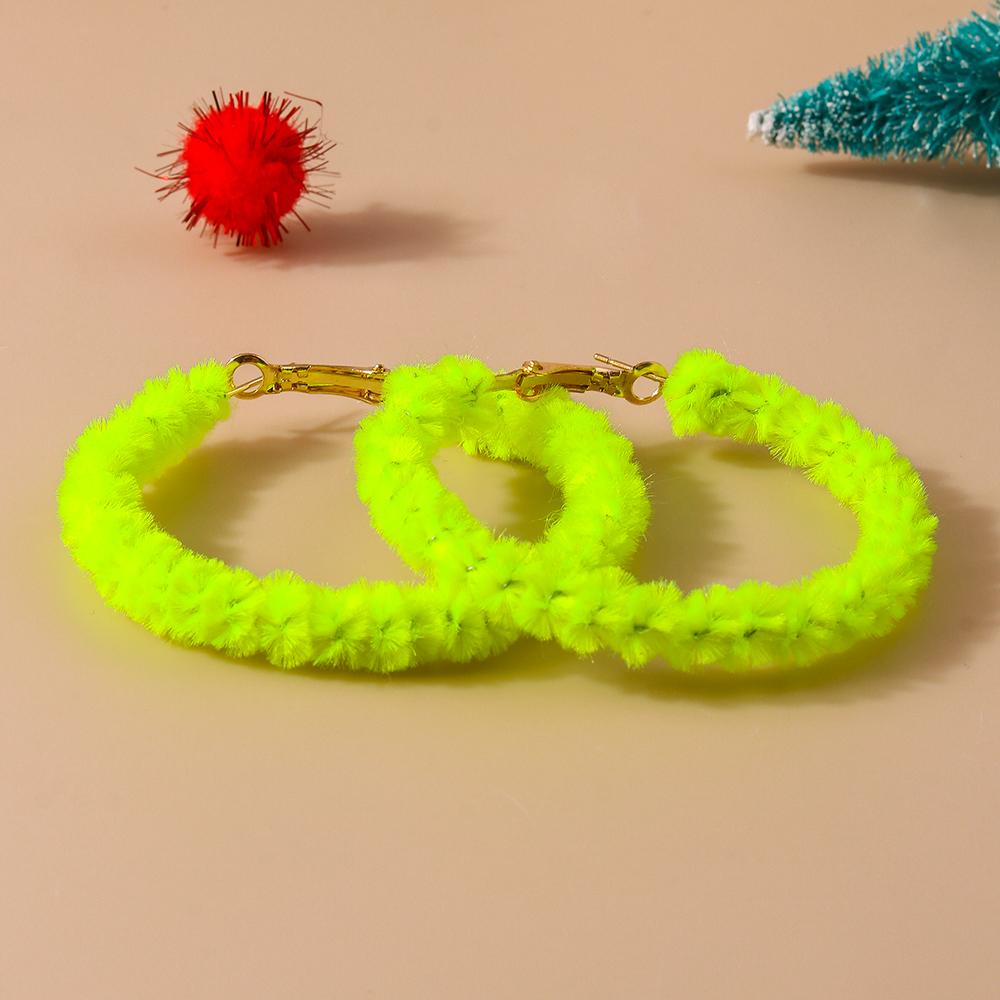 Fashion Christmas Wreath Circle Hoop Earrings for Women Girls Colorful Beads Earrings New Year Party Festival Jewelry Gifts