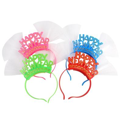 New Year's Fiber Optic Headwear with Lamp Head Hoop Holiday Party Atmosphere Props Supplies Children's Luminous Headband