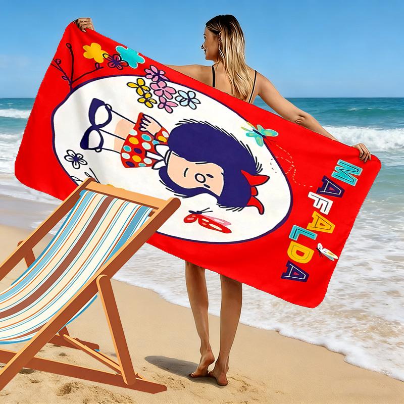 Mafalda Print Beach Towel, Large Soft Quick Dry Towel for Beach Camping Swimming