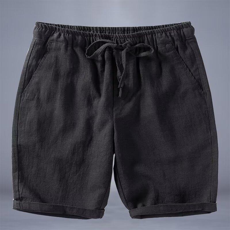 Men's Summer Thin Loose Shorts Straight Solid Color Linen Casual Five-point Trendy Pants