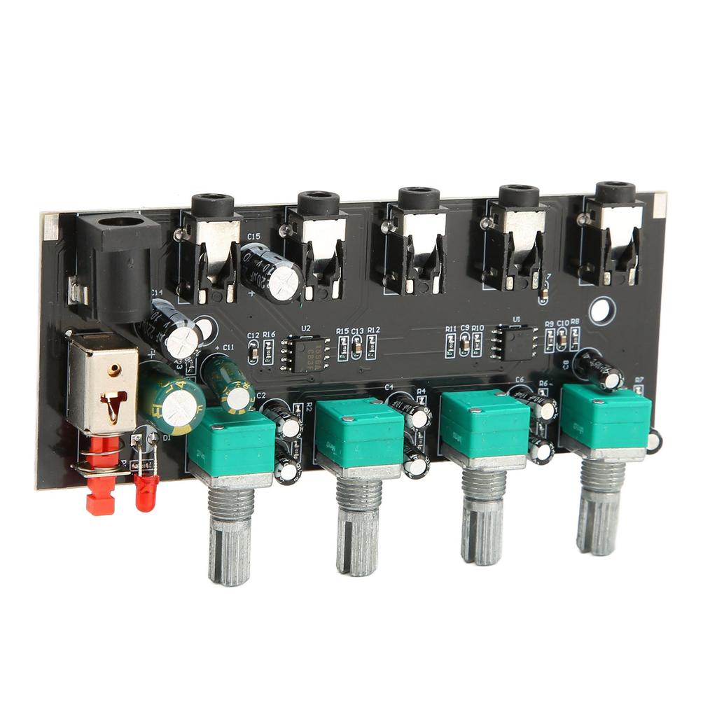 4 Way Stereo Mixer Board 4 In 1 Out Adjustable Volume DIY Sound Source Reverberator Driver Headphone