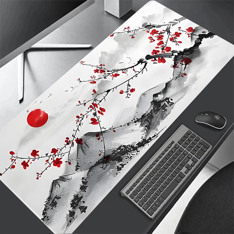 Anime Sakura Pattern Large Desk Mat Cute Gaming Mouse Pad Non-Slip Rubber Keyboard Deskmat Laptop Computer Office Accessories