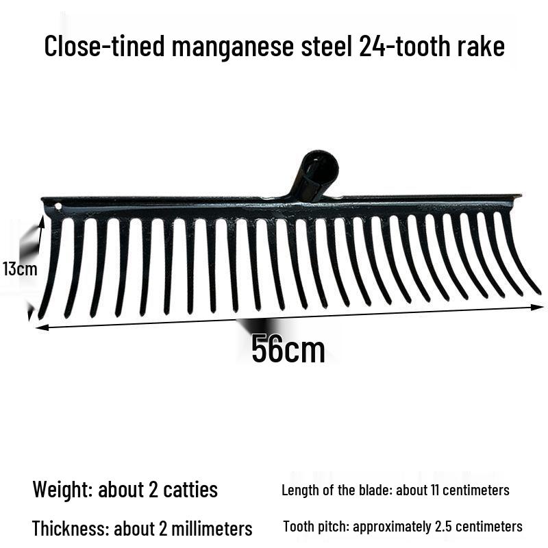 Old-Fashioned Fine-Toothed Stone and Clamming Rake Set for Raking Grass, Leaves, and Leveling Soil