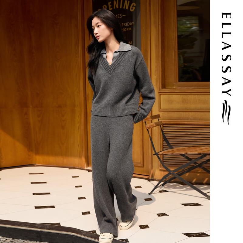 ELLASSAY Women's 100% Merino Wool Straight-Leg Casual Trousers