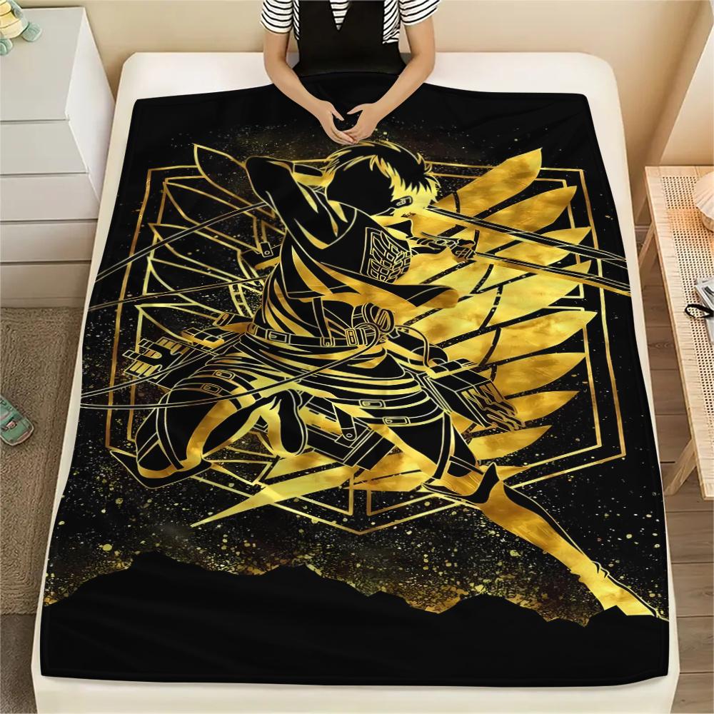 1PC Attack On Titan Print Flannel Blanket, High Quality All Seasons, Home Decor, Warmth and Comfort, Perfect for Christmas Gifts