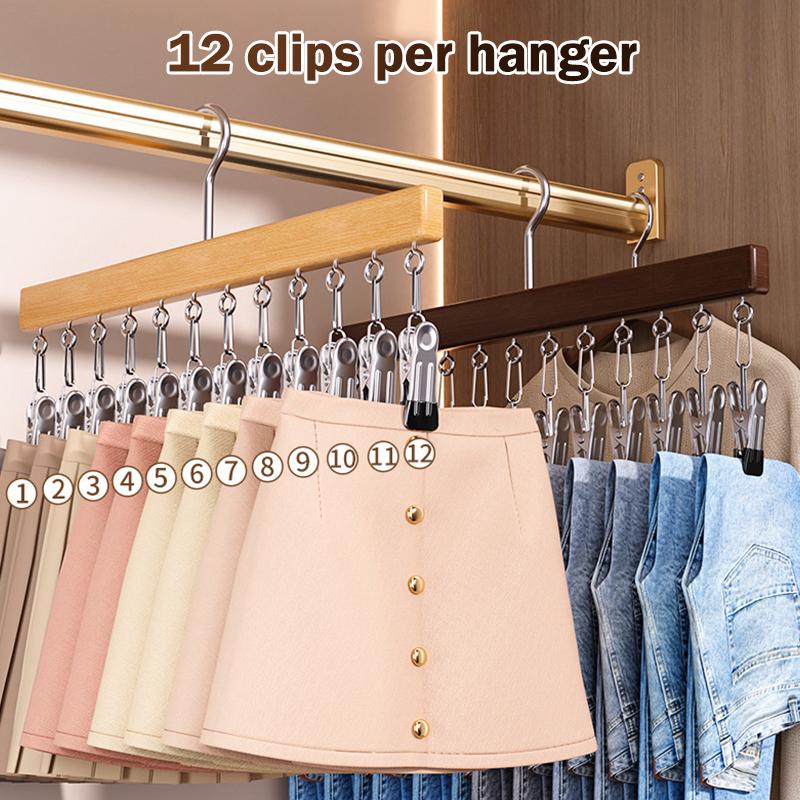 Schrankorganizer mit 10/12 Clips, Platzsparender Hängender Schrankorganizer, Platzsparende Kleiderbügel für Hut Schal