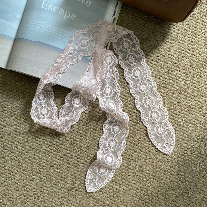 Korean temperament retro lace belt headband long ribbon decorative scarf ins small silk scarf necklace silk scarf women