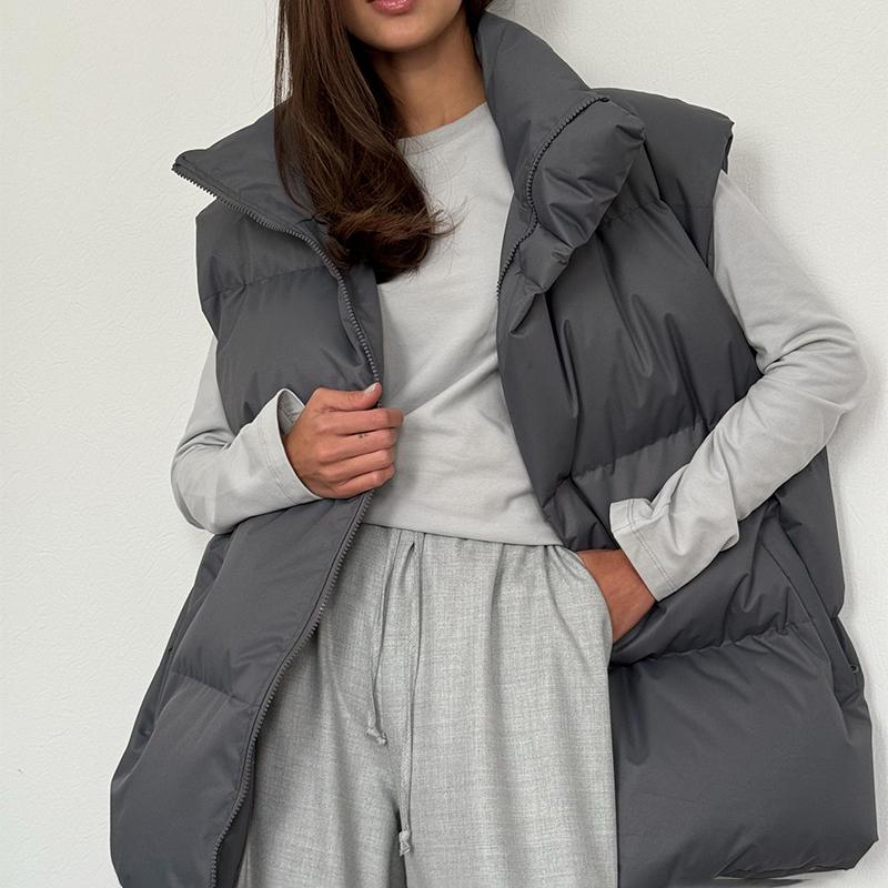 Damen Winter Warmer Gepolsterter Mantel Uni Ärmellos Locker Übergangsjacke Für Damen 2024 Herbst Neu Lässiger Parka Street Outdoor Jacken Damen Kleidung