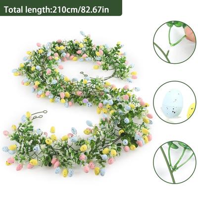 Easter Egg Wreath Artificial Eucalyptus Vine Wall Hanging Long Green Plant Decoration for Home Easter Party Festive Decor Tools