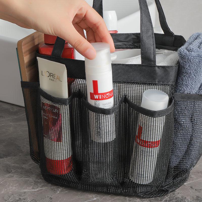 Foldable Mesh Hanging Shower Caddy - Travel Wash Bag & Storage Handbag