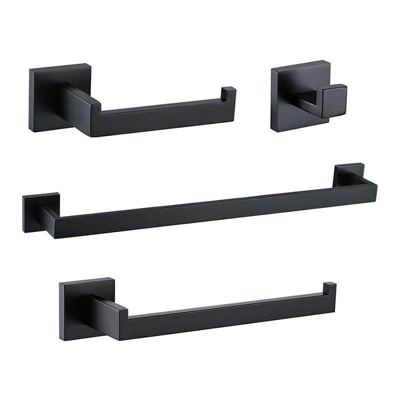 Stainless Steel Square Towel Rack: Wall-Mounted Bathroom Storage, Three-Piece Set
