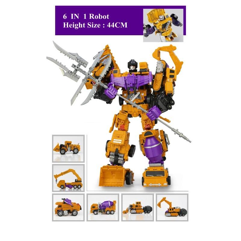 Jinjiang New Transformation Toys Boy Anime Devastator Movie Action Figure Model Car Robot Engineering Vehicle Kids Gift 6 in 1 Poseable Articulated