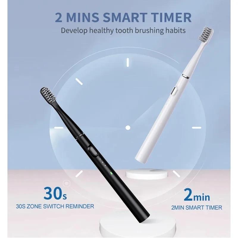 Smart Electric Toothbrush Rechargeable With 6pcs Replacement Head USB Tooth Brush Clean Whitening Sonic Toothbrush