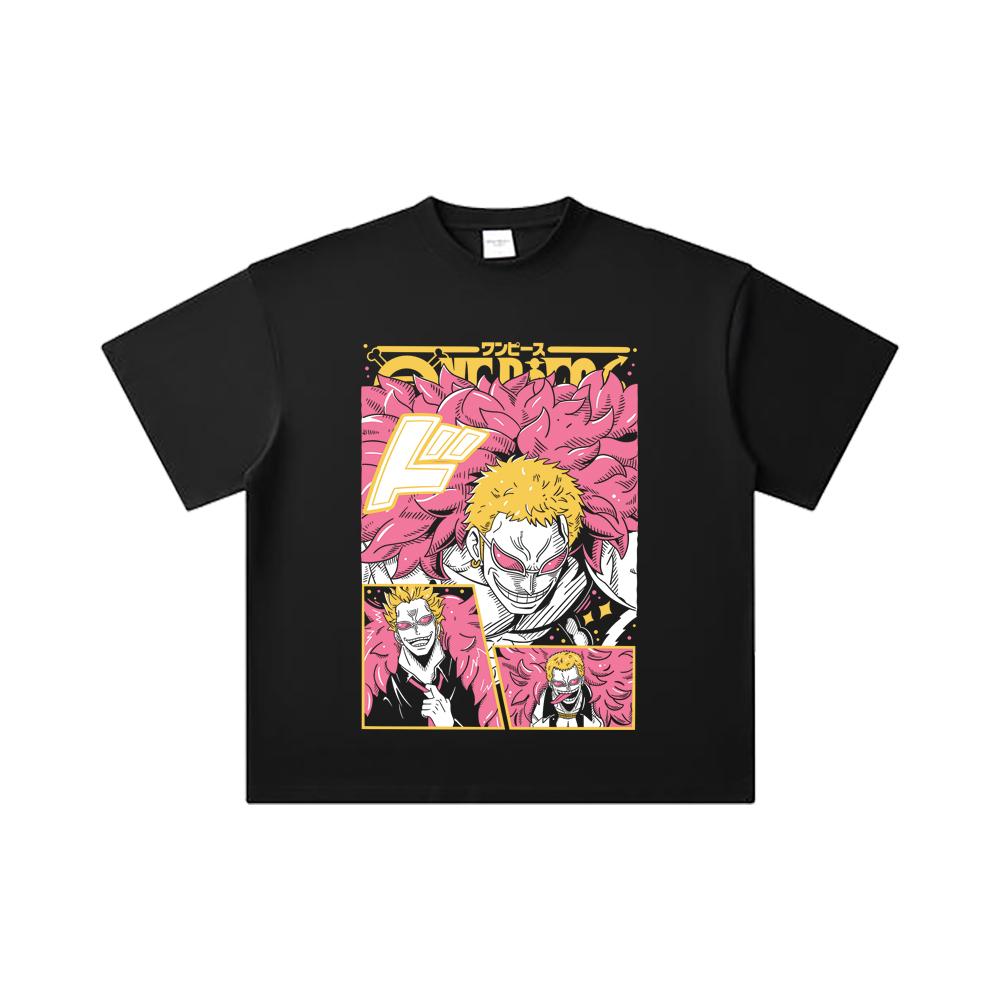 260 GSM Double Yarn 32 Count 100% Cotton One Piece V45 Doflamingo Print Unisex Heavy Cotton T Shirt